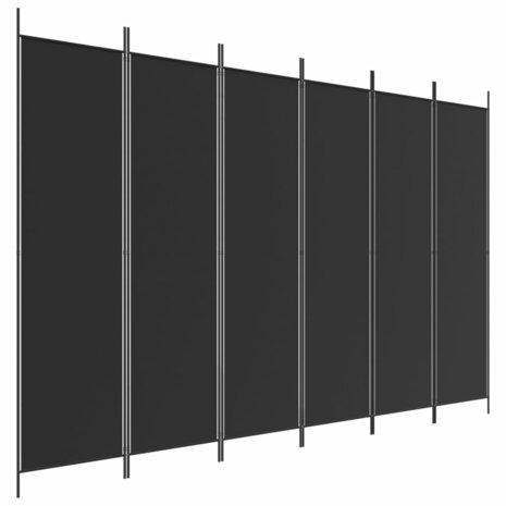 Kamerscherm met 6 panelen 300x200 cm stof zwart 2