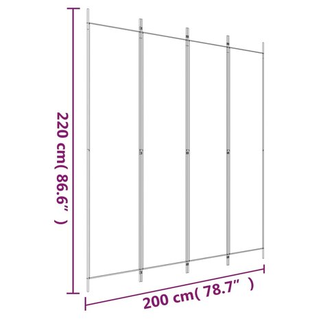  Kamerscherm met 4 panelen 200x220 cm stof antracietkleurig 8