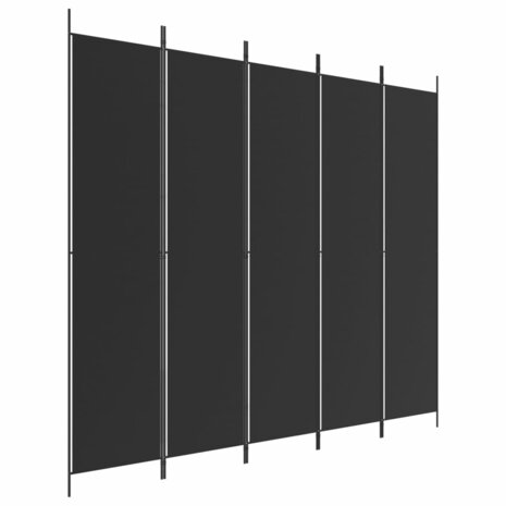 Kamerscherm met 5 panelen 250x220 cm stof zwart 2