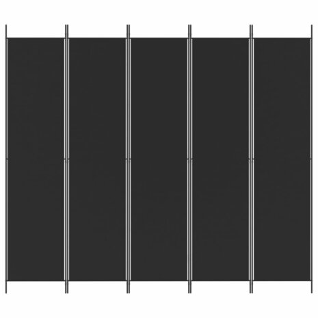 Kamerscherm met 5 panelen 250x220 cm stof zwart 3