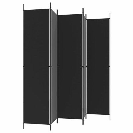 Kamerscherm met 5 panelen 250x220 cm stof zwart 5