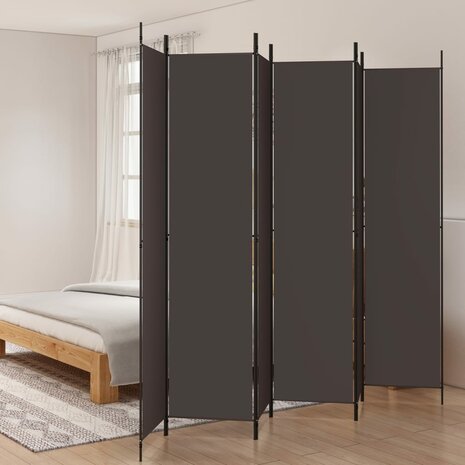 Kamerscherm met 6 panelen 300x220 cm stof bruin 1