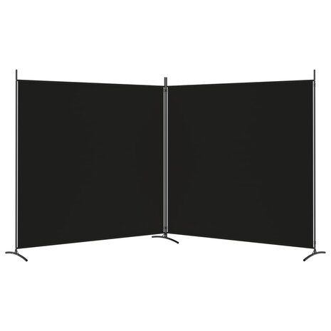 Kamerscherm met 2 panelen 348x180 cm stof zwart 4