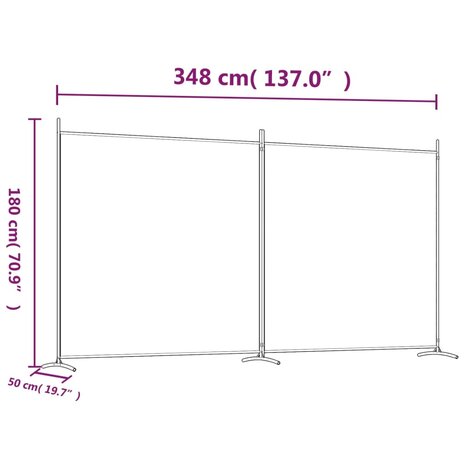 Kamerscherm met 2 panelen 348x180 cm stof zwart 8