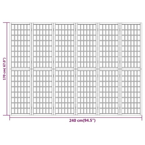 Kamerscherm inklapbaar 6 panelen Japanse stijl 240x170 cm 7