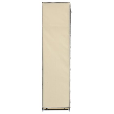 Kledingkast met vakken en stangen 150x45x175 cm stof crème 8