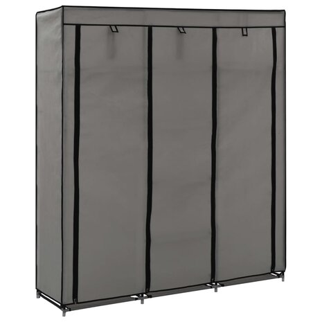 Kledingkast met vakken en stangen 150x45x175 cm stof grijs 1