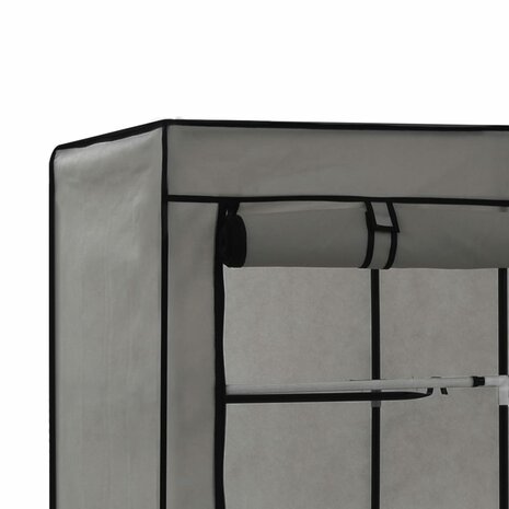 Kledingkast met vakken en stangen 150x45x175 cm stof grijs 6