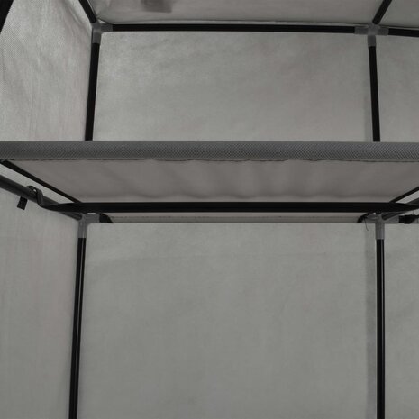 Kledingkast met vakken en stangen 150x45x175 cm stof grijs 7