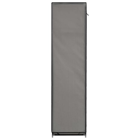 Kledingkast met vakken en stangen 150x45x175 cm stof grijs 8
