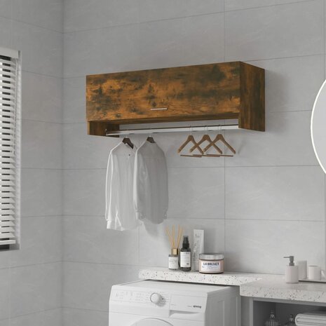 Kledingkast 100x32,5x35 cm bewerkt hout gerookt eikenkleurig 1