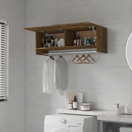 Kledingkast 100x32,5x35 cm bewerkt hout gerookt eikenkleurig 7