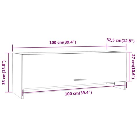 Kledingkast 100x32,5x35 cm bewerkt hout gerookt eikenkleurig 9