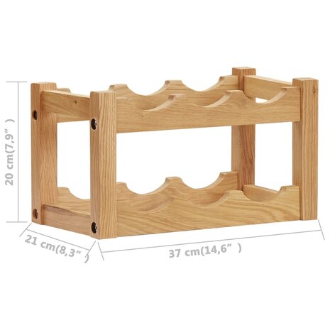 Wijnrek voor 6 flessen 37x21x21 cm massief eikenhout 5
