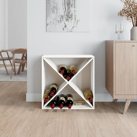 Wijnkast 62x25x62 cm massief grenenhout wit 3