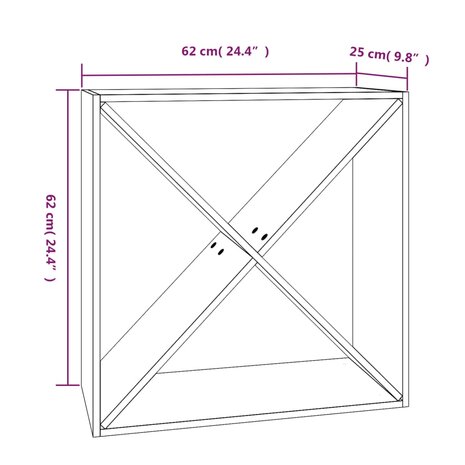 Wijnkast 62x25x62 cm massief grenenhout wit 8