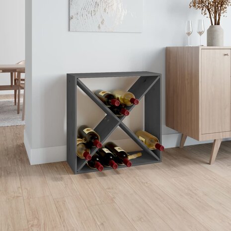 Wijnkast 62x25x62 cm massief grenenhout grijs 1