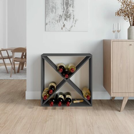 Wijnkast 62x25x62 cm massief grenenhout grijs 3