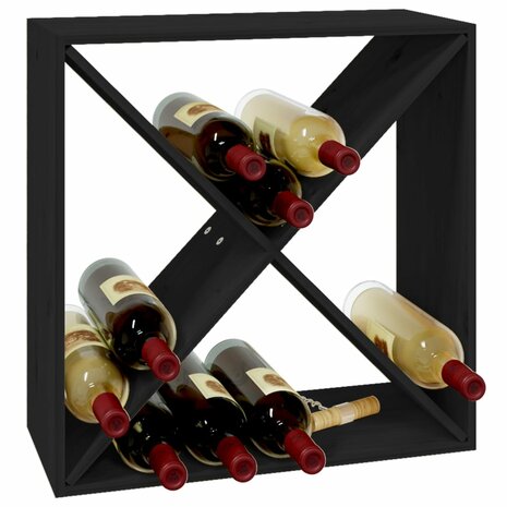 Wijnkast 62x25x62 cm massief grenenhout zwart 4