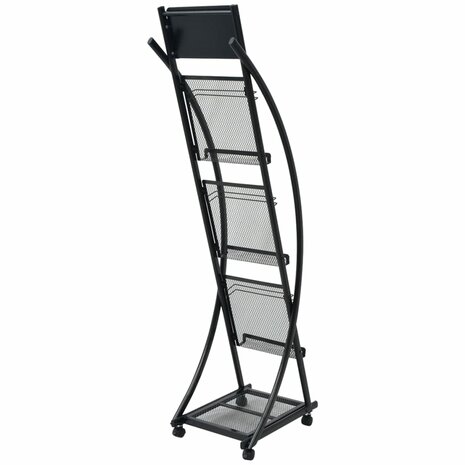 Tijdschriftenrek zwart 40x32x131 cm A4 3
