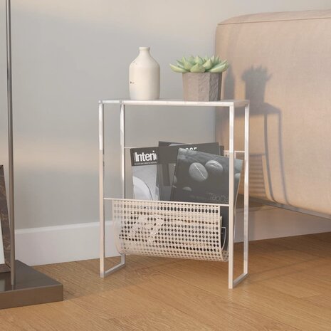 Tijdschriftenrek 35x15x45 cm staal zilverkleurig 1