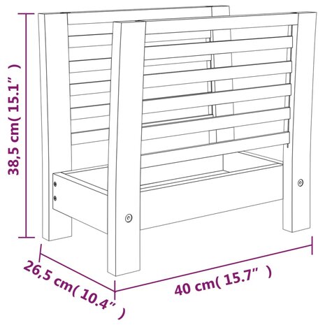 Tijdschriftenrek 40x26,5x38,5 cm massief walnotenhout 6
