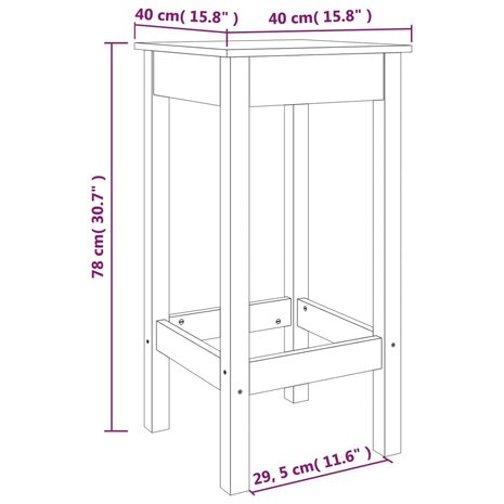 Barstoelen 2 st 40x40x78 cm massief grenenhout 6
