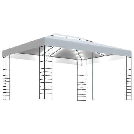 Prieel met LED-lichtslinger 4x3x2,7 m wit 2