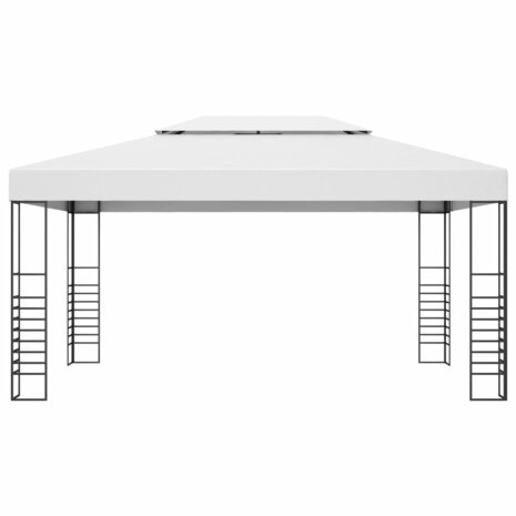 Prieel met LED-lichtslinger 4x3x2,7 m wit 4