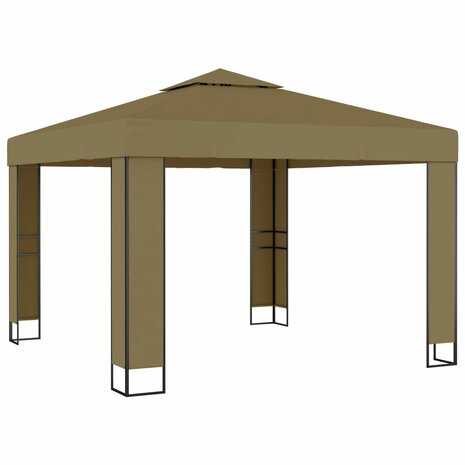 Prieel met dubbel dak 180 g/m² 3x3x2,7 m taupe 2