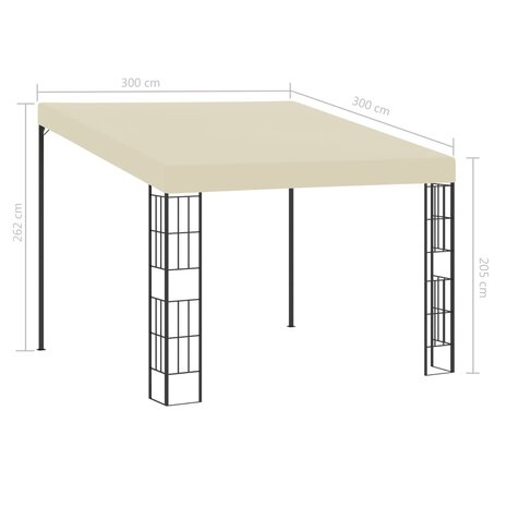 Wandprieel 3x3 m stof crèmekleurig 6