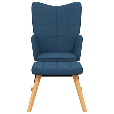 Schommelstoel met voetenbank stof blauw 3