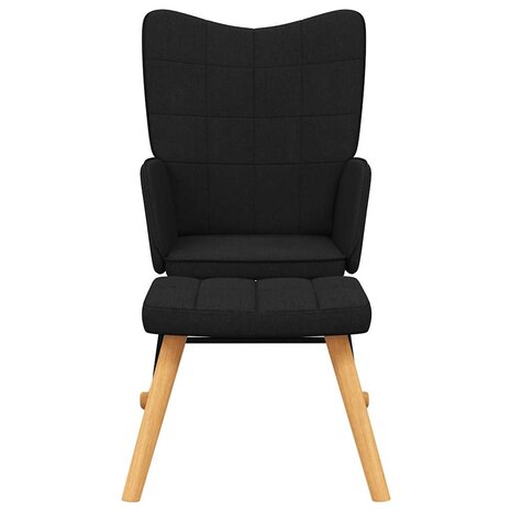 Schommelstoel met voetenbank stof zwart 3