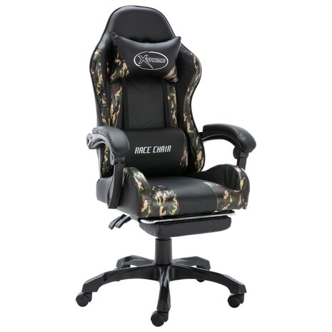 Racestoel met voetensteun kunstleer zwart en camouflage 1