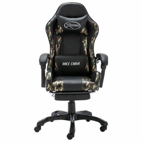 Racestoel met voetensteun kunstleer zwart en camouflage 2