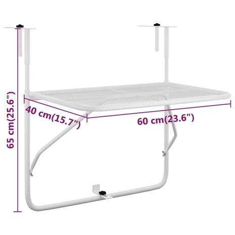 Balkontafel 60x40 cm staal wit 7