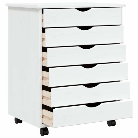 Ladekast MOSS verrijdbaar massief grenenhout wit 4