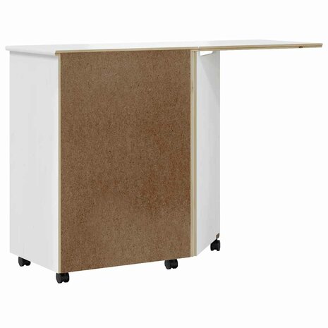 Ladekast met bureau MOSS verrijdbaar massief grenenhout wit 7