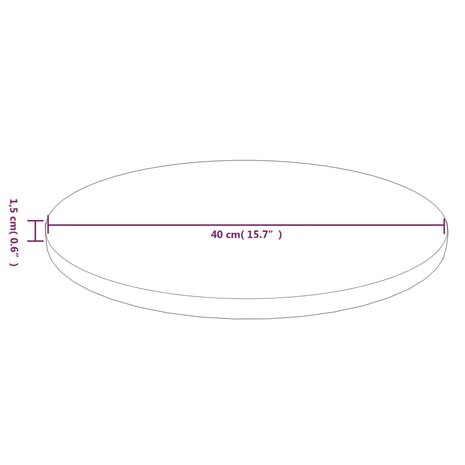 Tafelblad rond Ø40x1,5 cm bewerkt massief eikenhout donkerbruin 4