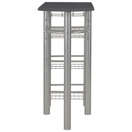 3-delige Barset met schappen hout en staal zwart 4