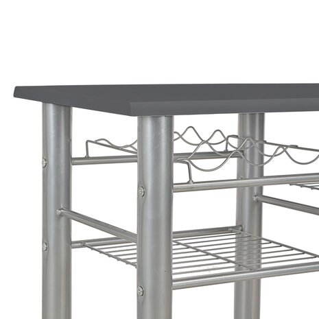 3-delige Barset met schappen hout en staal zwart 5