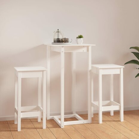 3-delige Barset massief grenenhout wit 3