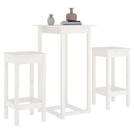 3-delige Barset massief grenenhout wit 4