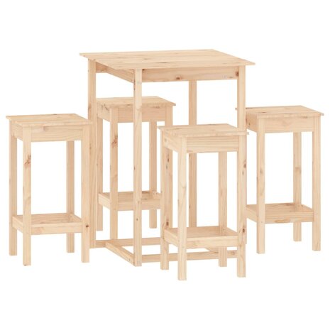 5-delige Barset massief grenenhout 2