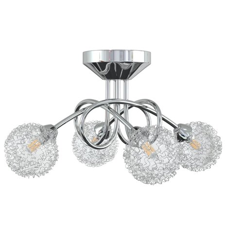 Plafondlamp met gaasdraad kappen voor 4 x G9 LED 2