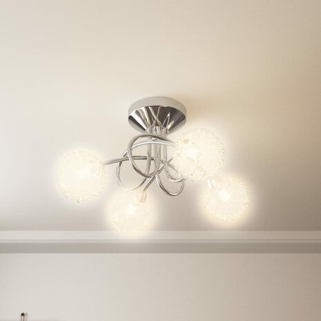 Plafondlamp met gaasdraad kappen voor 4 x G9 LED 3
