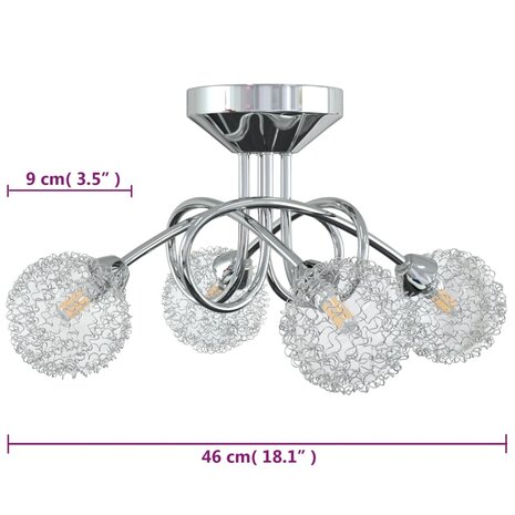 Plafondlamp met gaasdraad kappen voor 4 x G9 LED 6