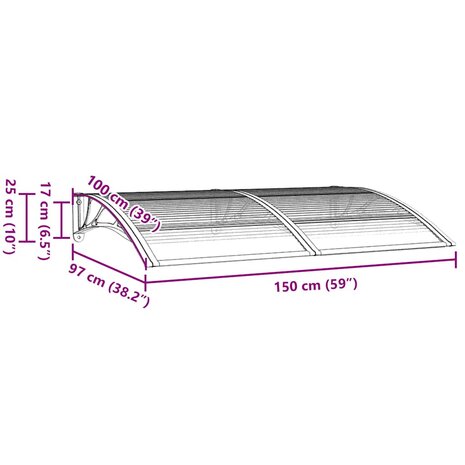 Deurluifel 150x100 cm polycarbonaat zwart 7