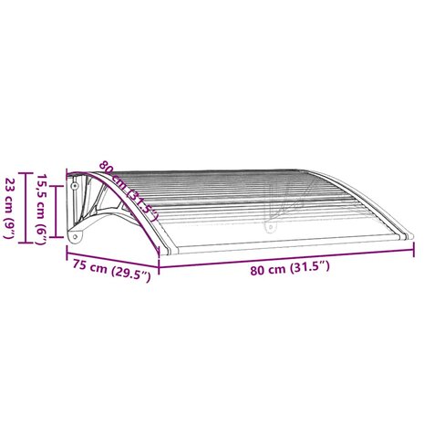 Deurluifel 80x75 cm polycarbonaat grijs en transparant 7