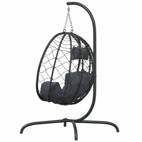 Hangstoel met kussen poly rattan en staal antracietkleurig 5